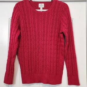 St. John's Bay Women's Cable Knit Sweater - Petite Large. RED.  ITEM 0129251SW